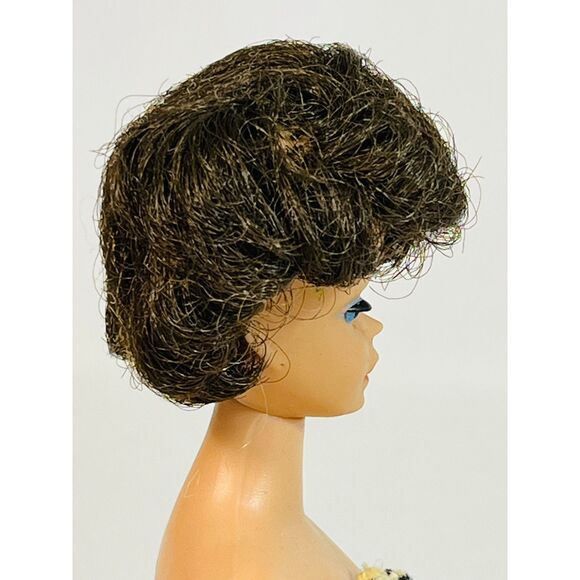 Vintage Brunette Bubble Cut Barbie Doll 1962 Zebra Striped Swimsuit - Picture 7 of 9